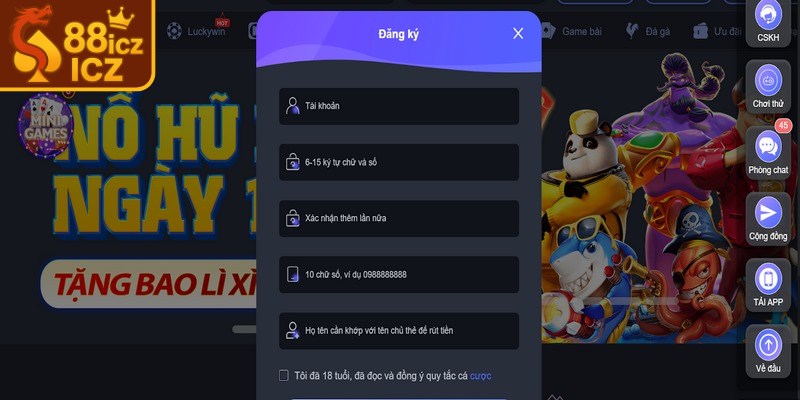 Thao tác đăng ký tài khoản trên nền tảng diễn ra khá nhanh chóng